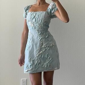 Blue and Silver Floral Dress